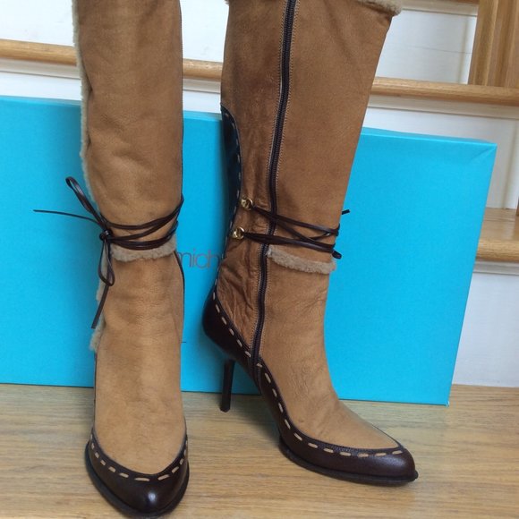 MICHELLE-K Shoes - MICHELLE-K SHEARLING TRIM BOOTS Size: 7, MADE in ITALY